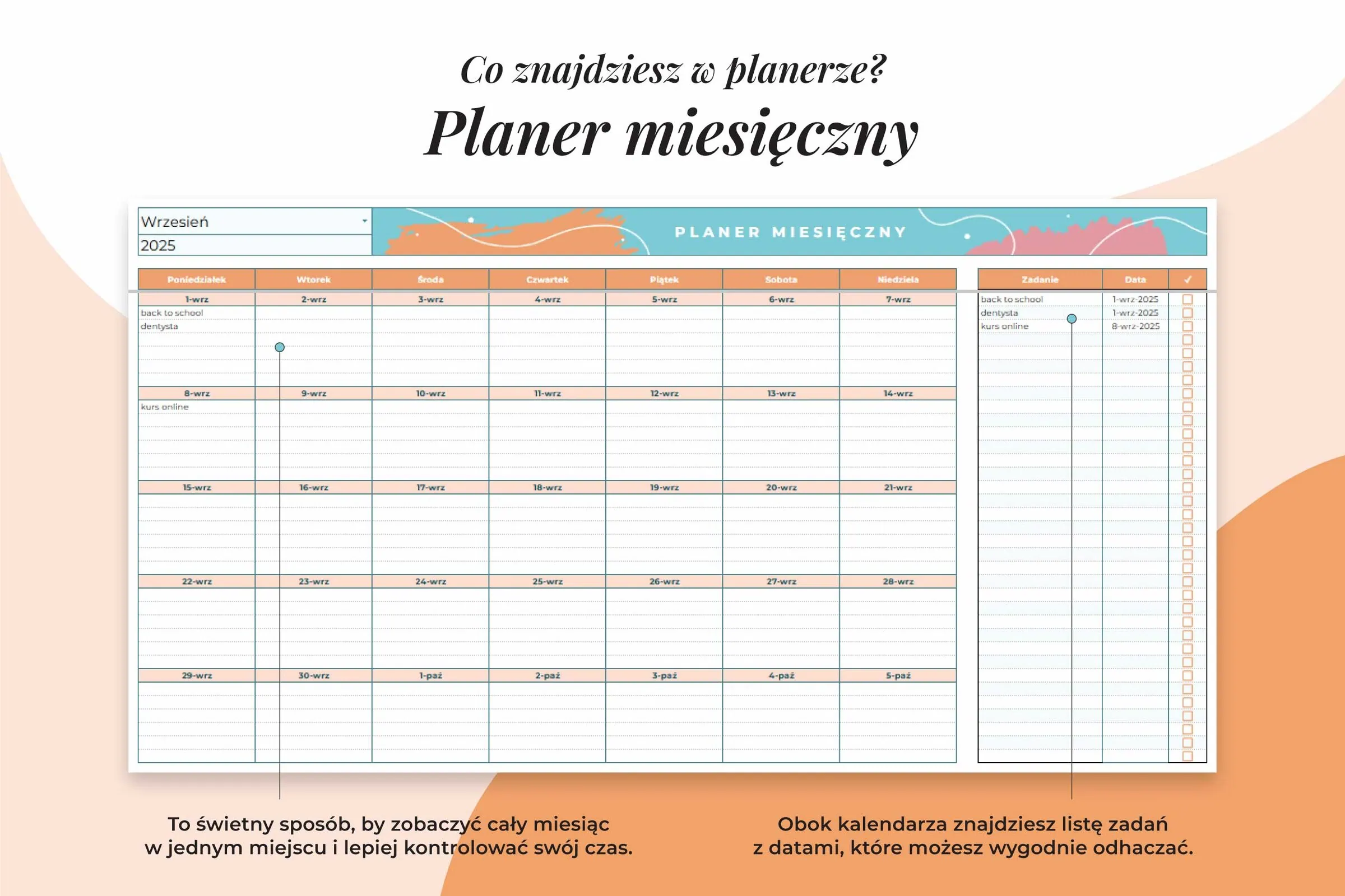 Planer językowy - arkusz Google | Planer miesięczny