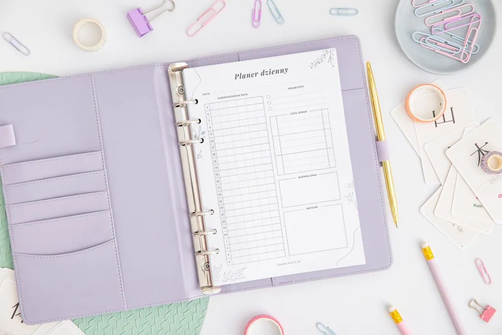 Planer językowy do druku - strony planer dzienny