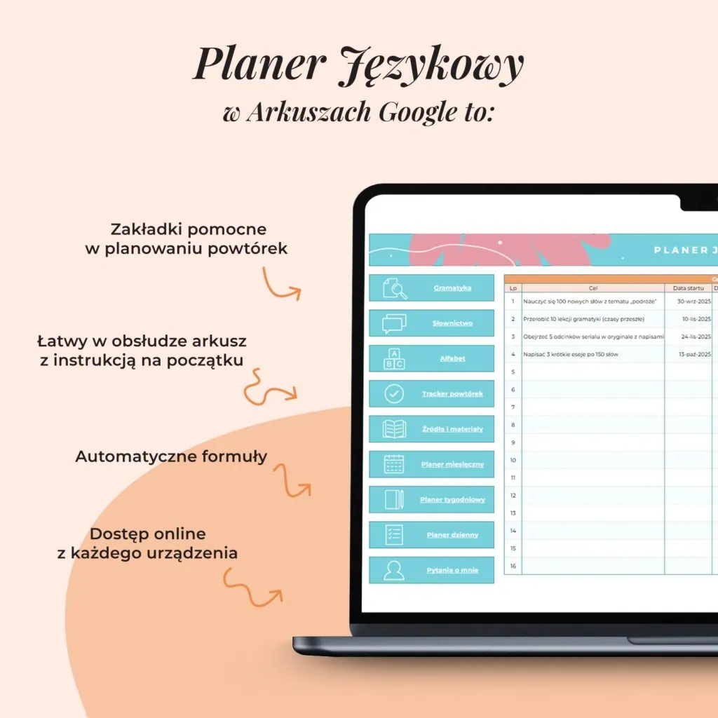 Planer językowy w Arkuszach Google