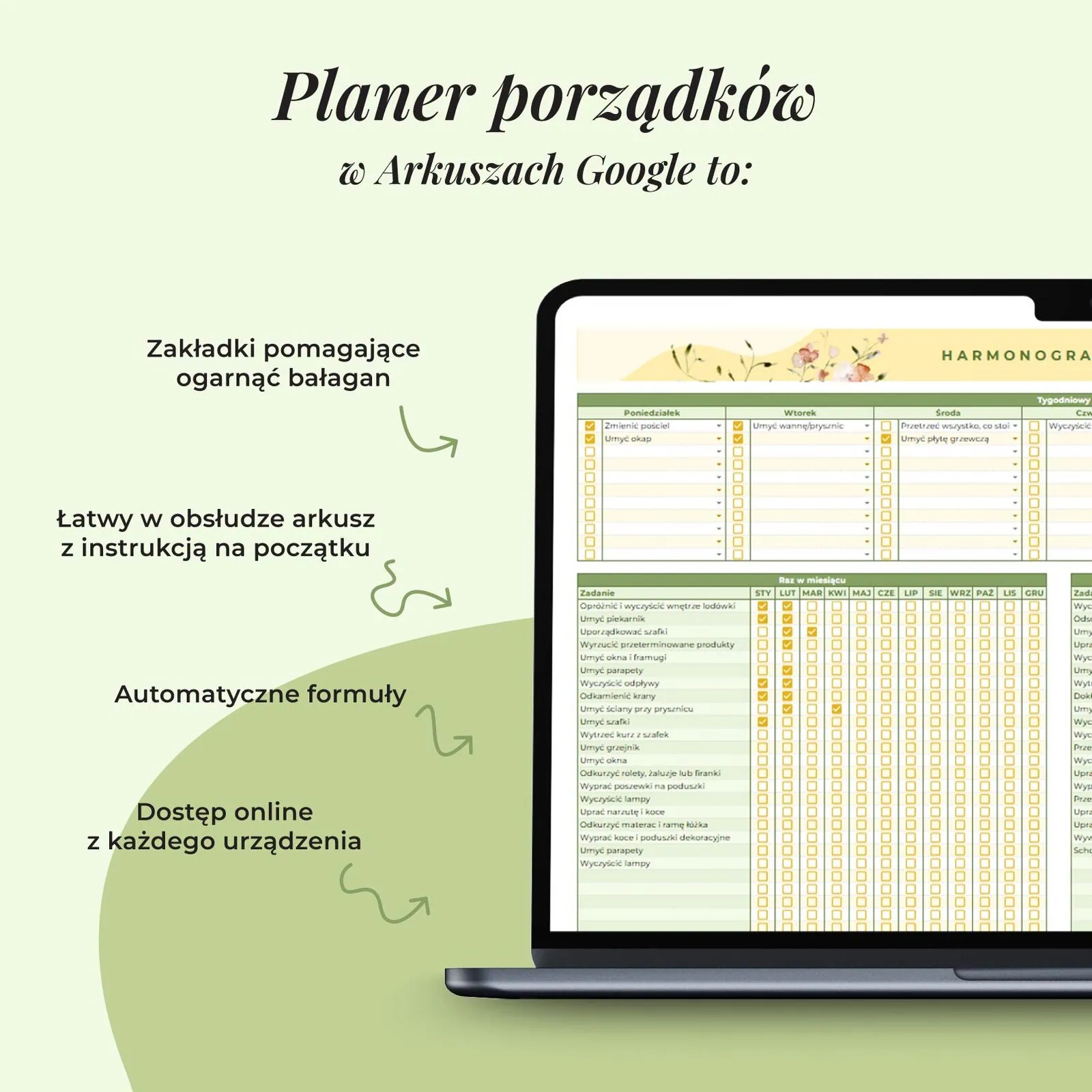 Planer porządków w arkuszu google