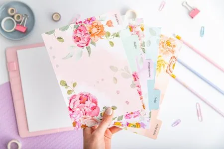 Przekładki do organizera z registrami "Kwiatowe Tak" A5