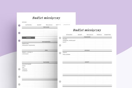 Budżet miesięczny A5 - wkład do organizera