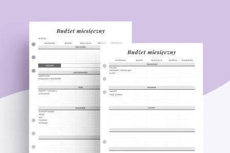 Budżet miesięczny A5 - wkład do organizera