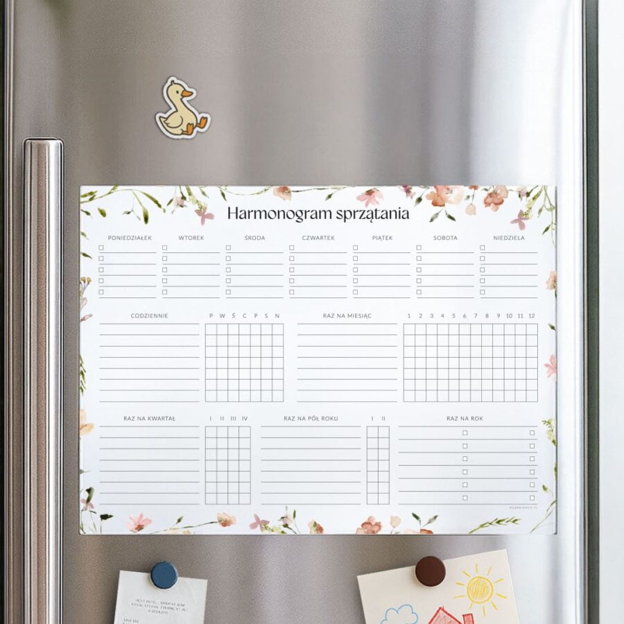 Harmonogram sprzątania | Planer magnetyczny A3