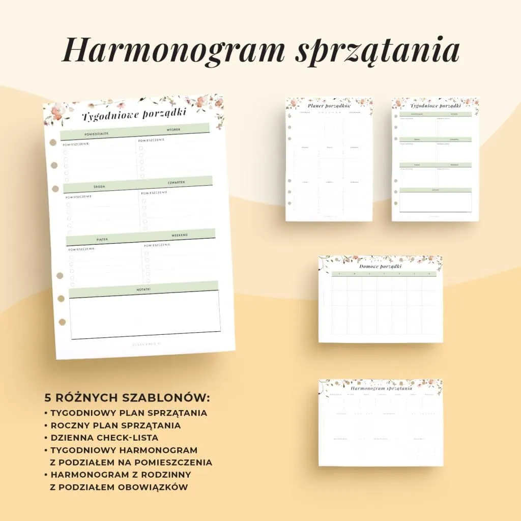 Harmonogram sprzątania - szablony