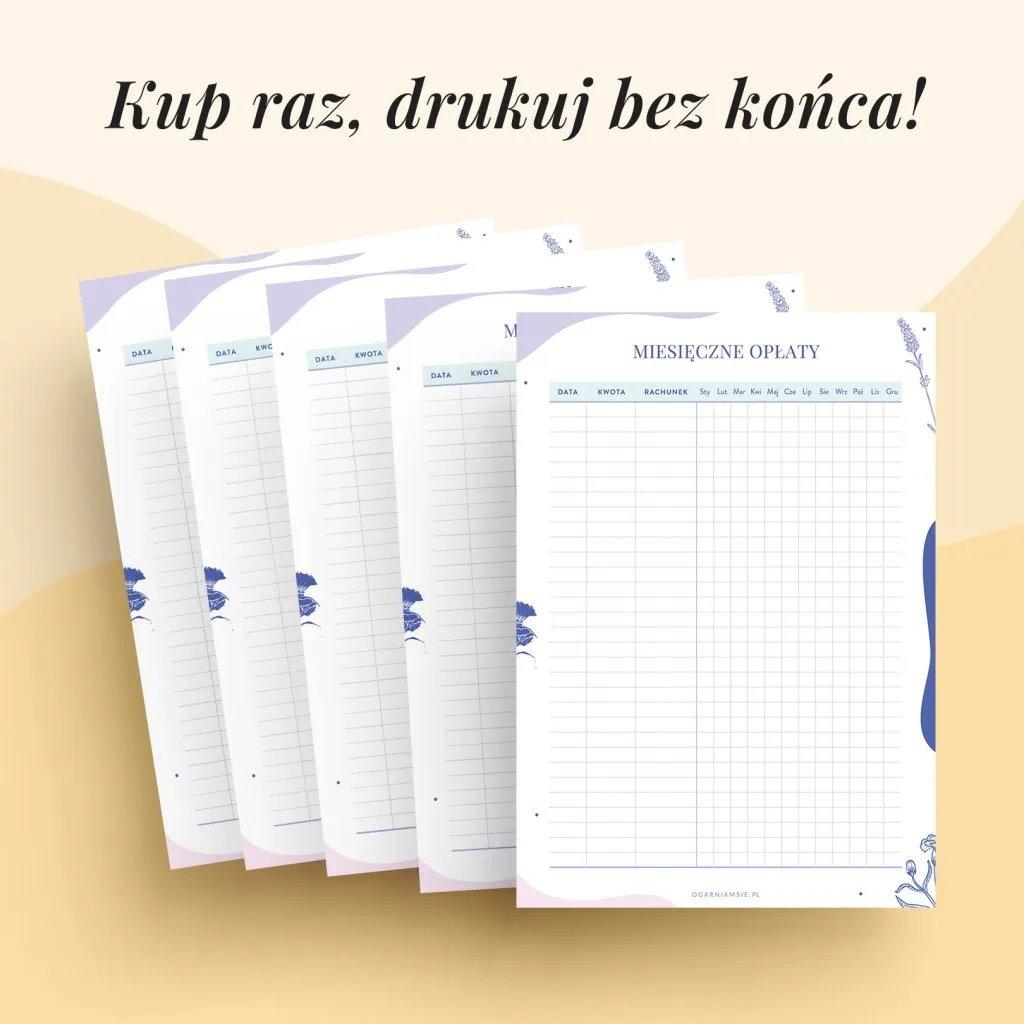 Pakiet szablonów finansowych do druku do organizera