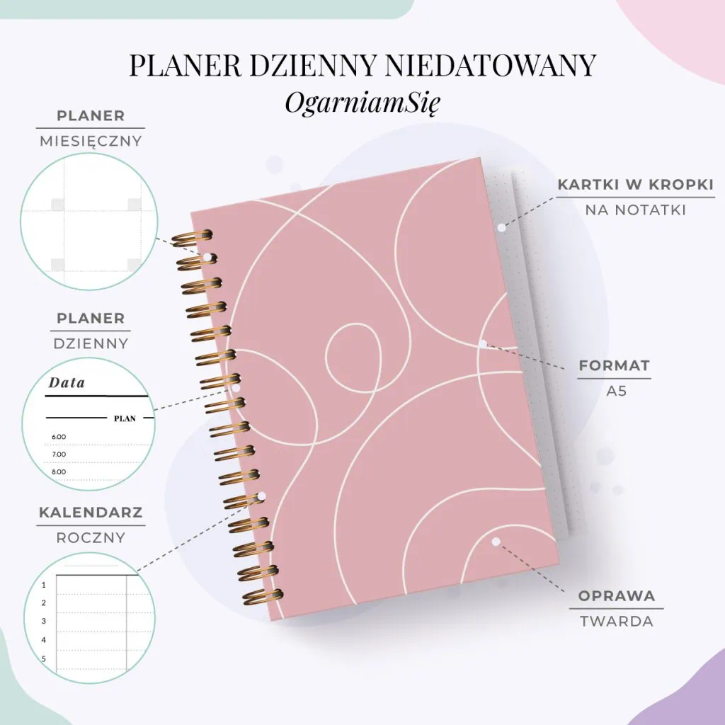 Planer dzienny niedatowany - cechy