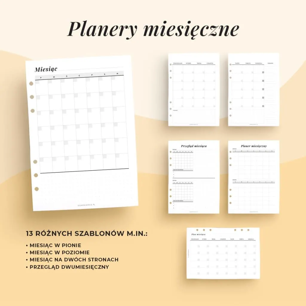 Planery miesięczne | Wielki zestaw szablonów do druku