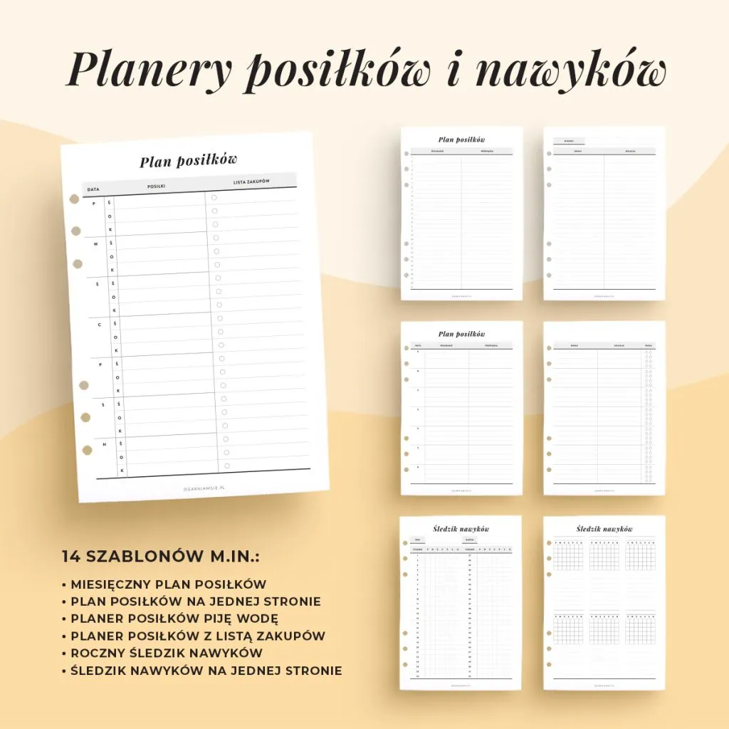 Planery posiłków i nawyków | Wielki zestaw szablonów do druku