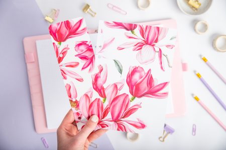 Strona tytułowa i zakładka do organizera - Kwiat Magnolii