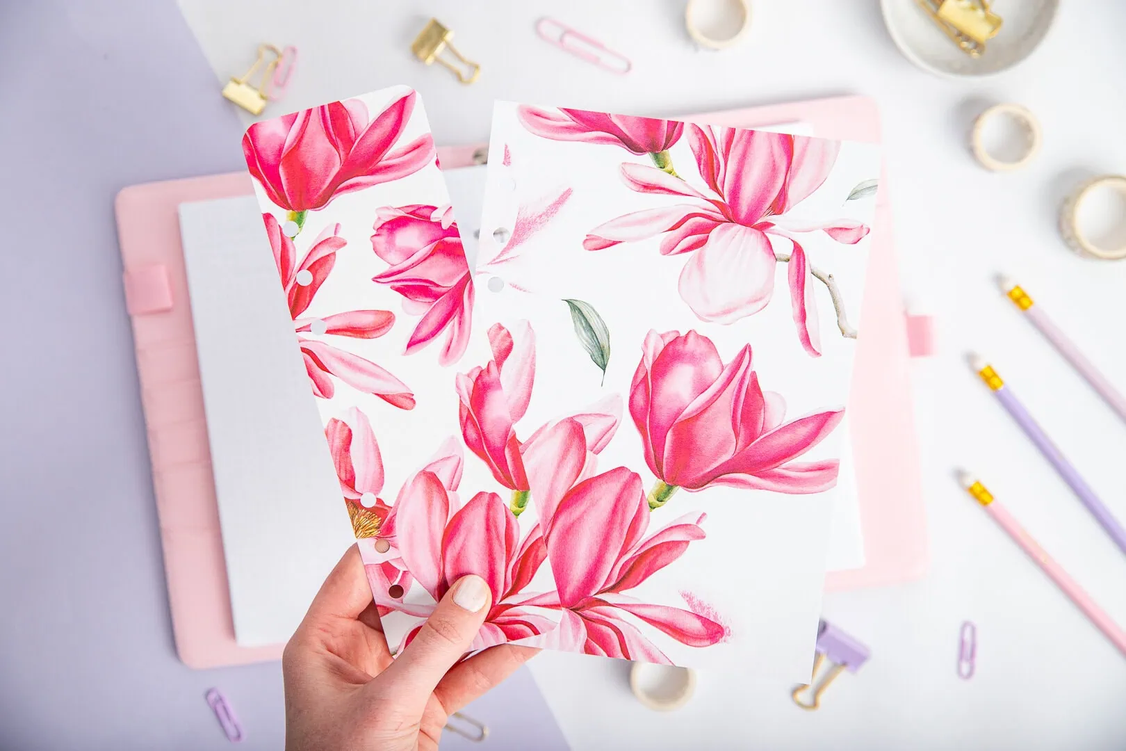 Strona tytułowa i zakładka do organizera - Kwiat Magnolii