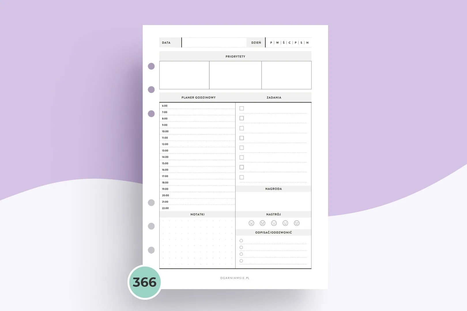 Wkład do organizera | Planer dzienny bez dat | Dzień ADHD (2)