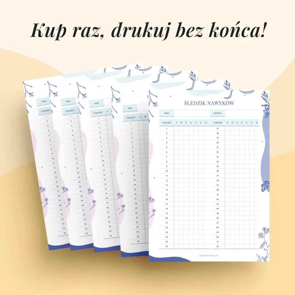 Zestaw planerów nawyków do organizera do druku
