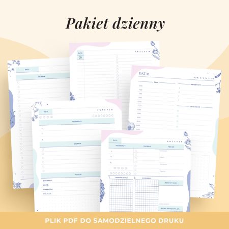 Zestaw: planery dzienne – wkłady do organizera do druku