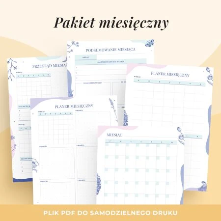 Zestaw: planery miesięczne – wkłady do organizera do druku