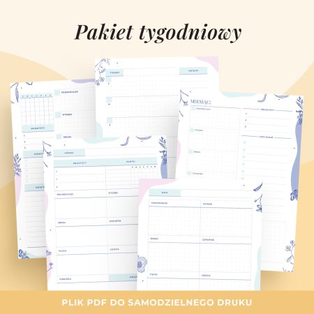Zestaw: planery tygodniowe – wkłady do organizera do druku