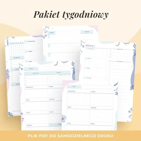 Zestaw: planery tygodniowe – wkłady do organizera do druku