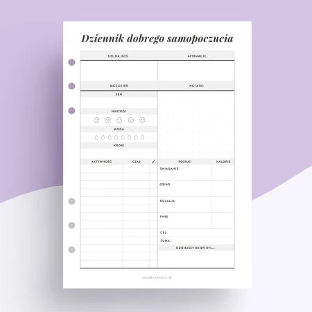 Dziennik dobrostanu - wkład do organizera