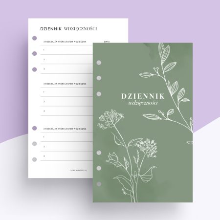 Dziennik wdzięczności – wkład do organizera A6