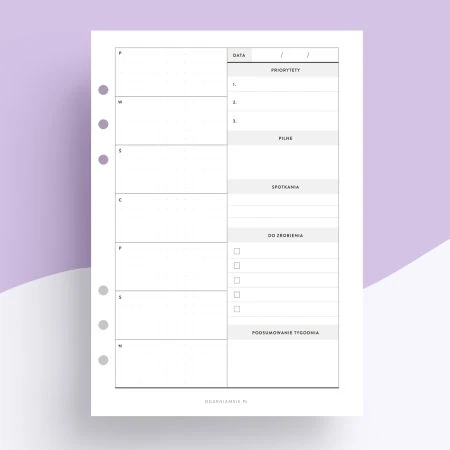 Planer pracy - niedatowany wkład do organizera