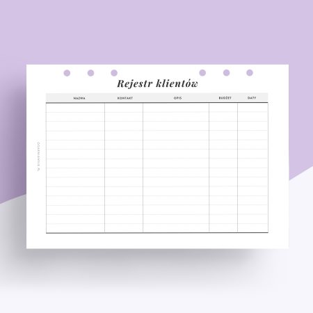 Tracker klientów - wkład do organizera