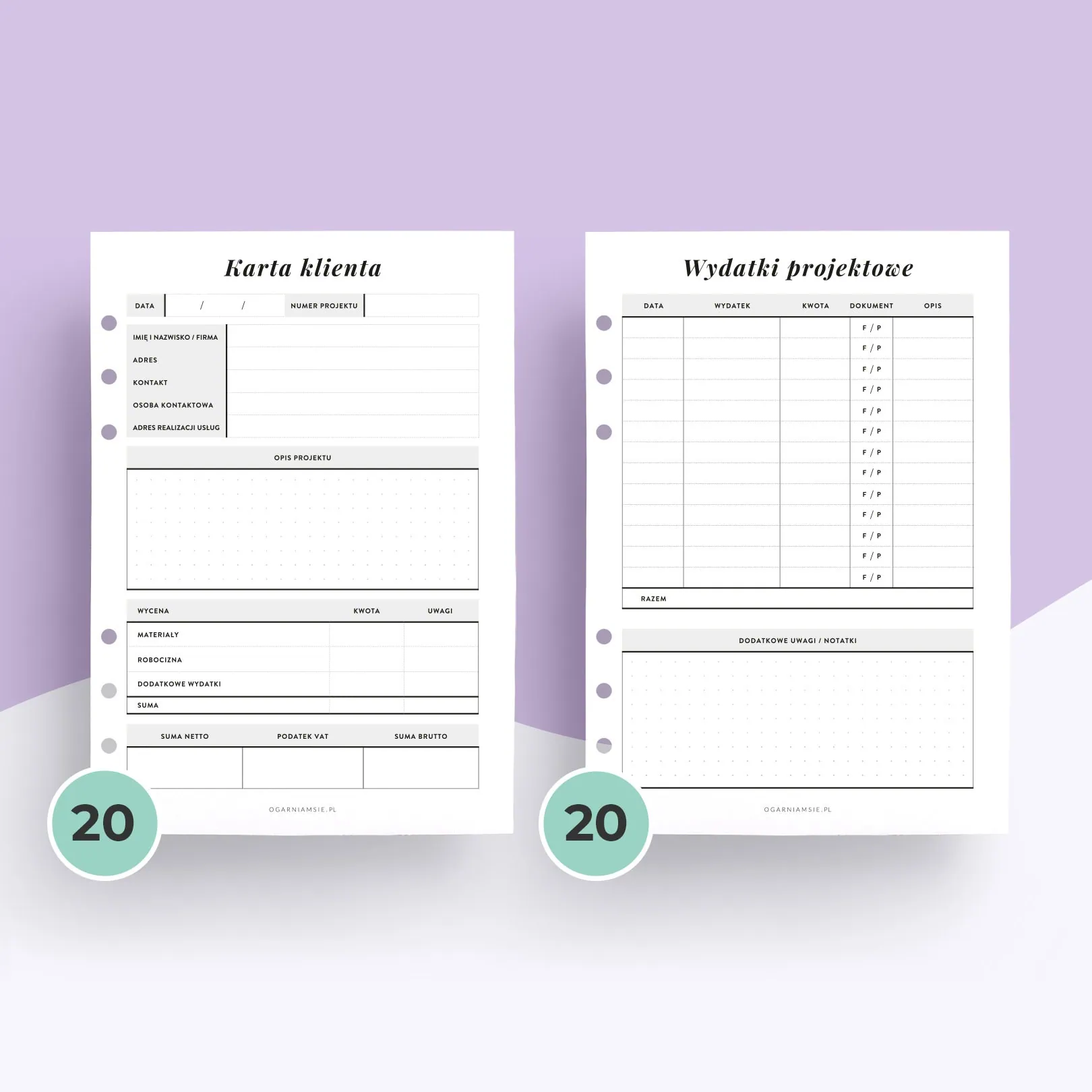 Uniwersalna karta klienta - wkład do organizera - obrazek 2