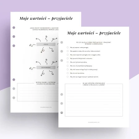 Moje wartości - wkład do organizera