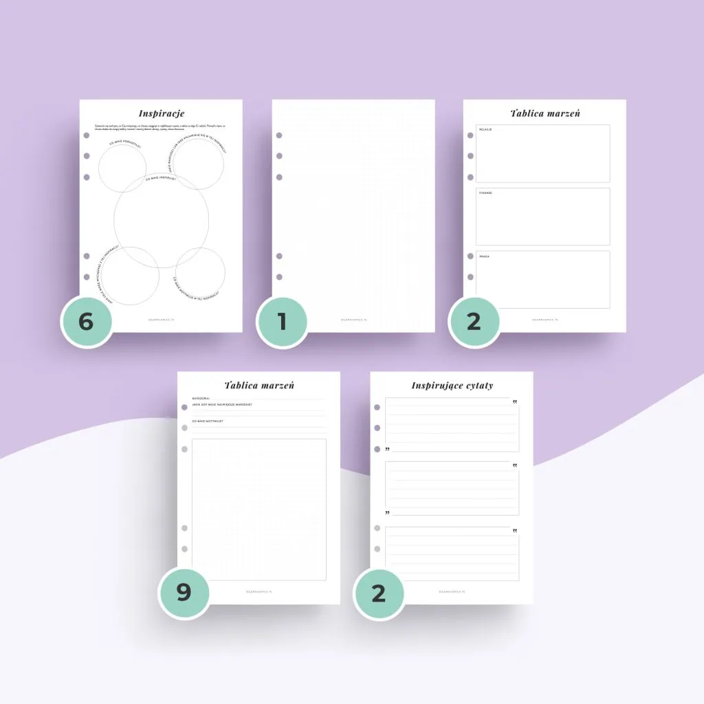 Tablica marzeń - wkład do organizera | Szablony