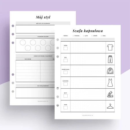 Szafa kapsułowa - wkład do organizera