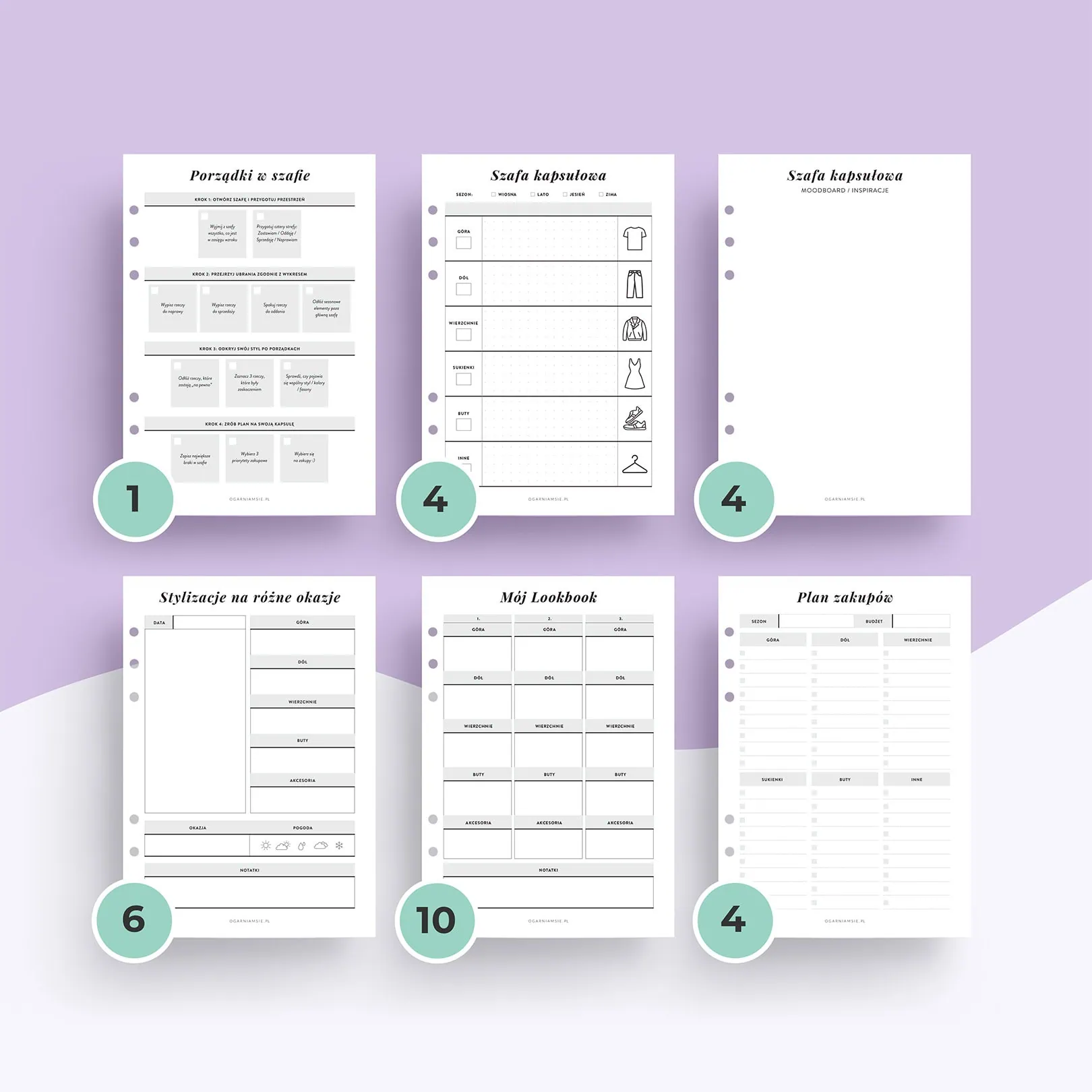 Szafa kapsułowa - wkład do organizera | Szablony