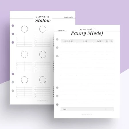 Goście weselni - wkład do organizera