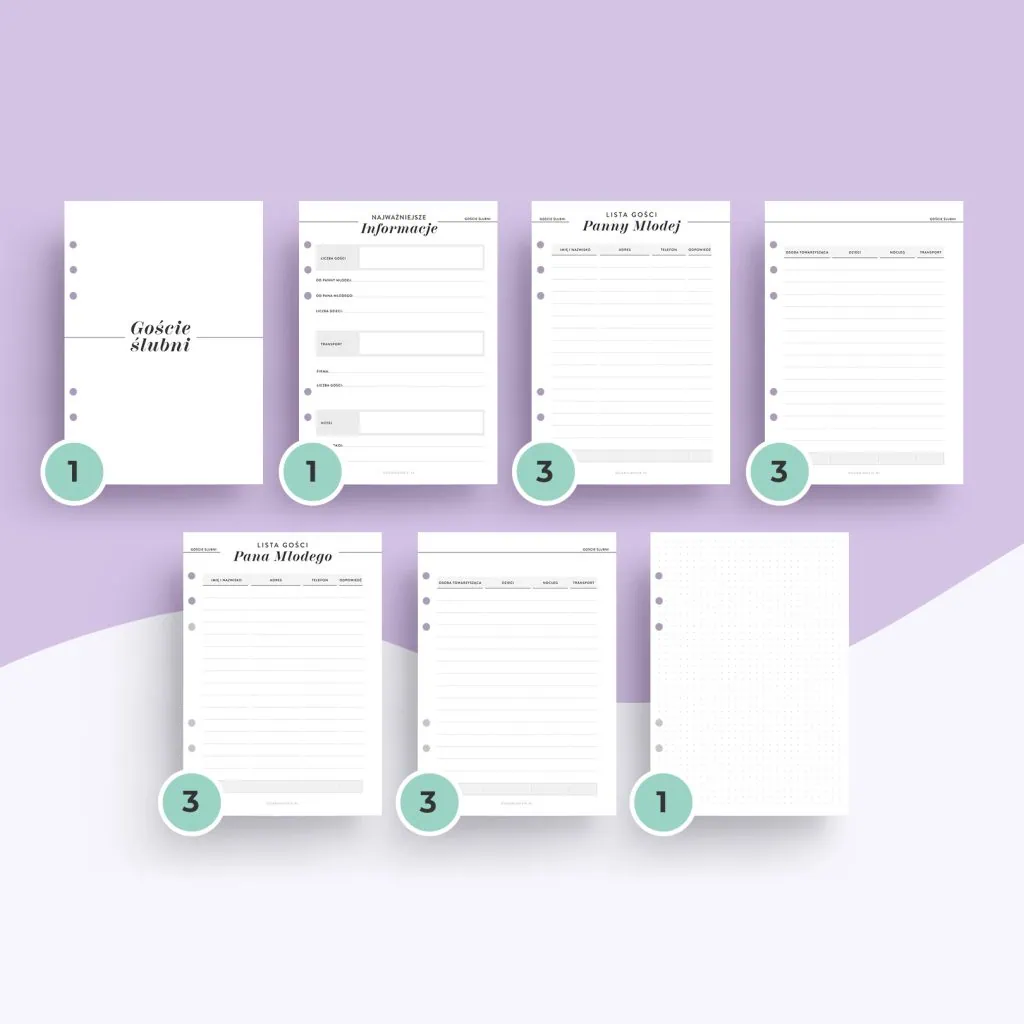 Goście weselni - wkład do organizera | Szablony (2)