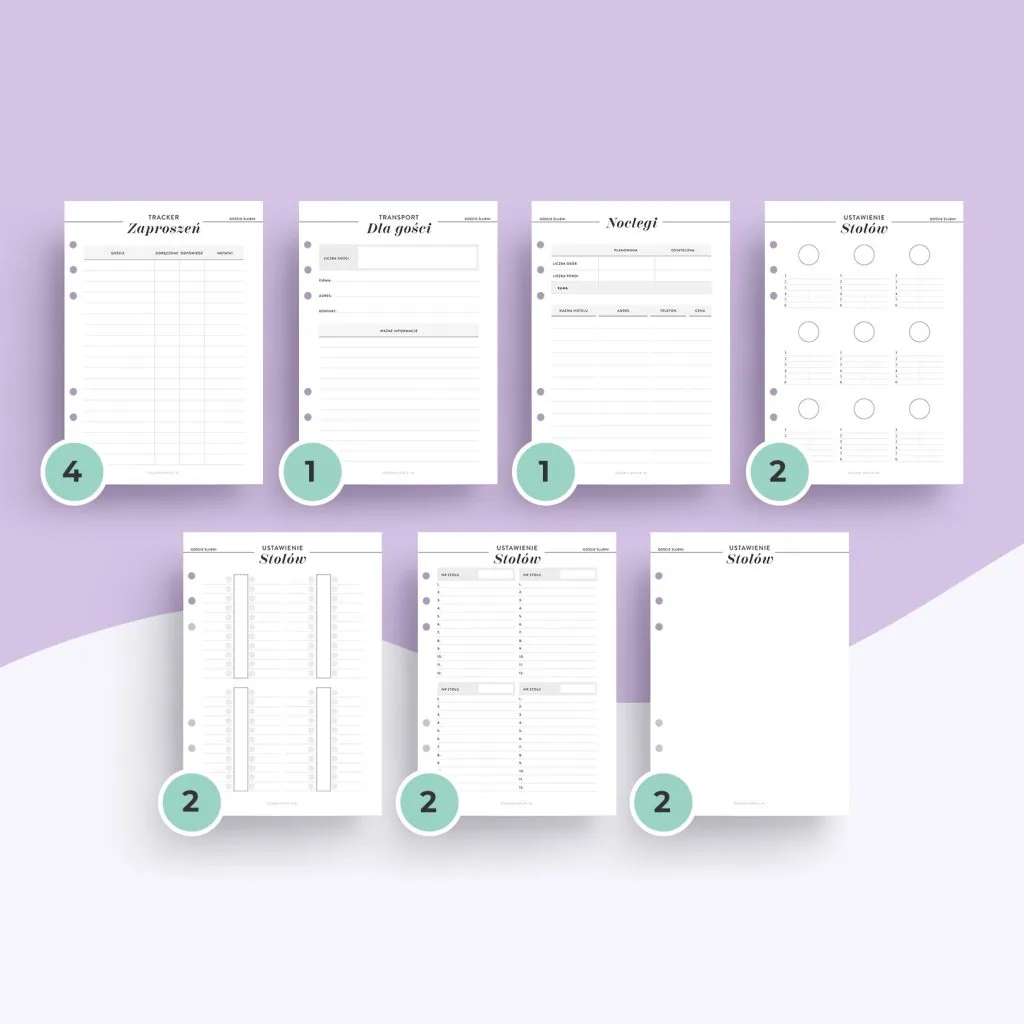 Goście weselni - wkład do organizera | Szablony