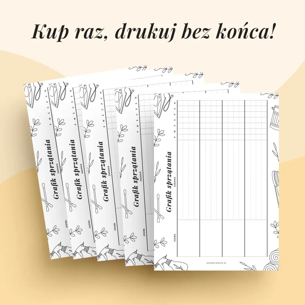 Harmonogram porządków dla współlokatorów - wkład do organizera do druku