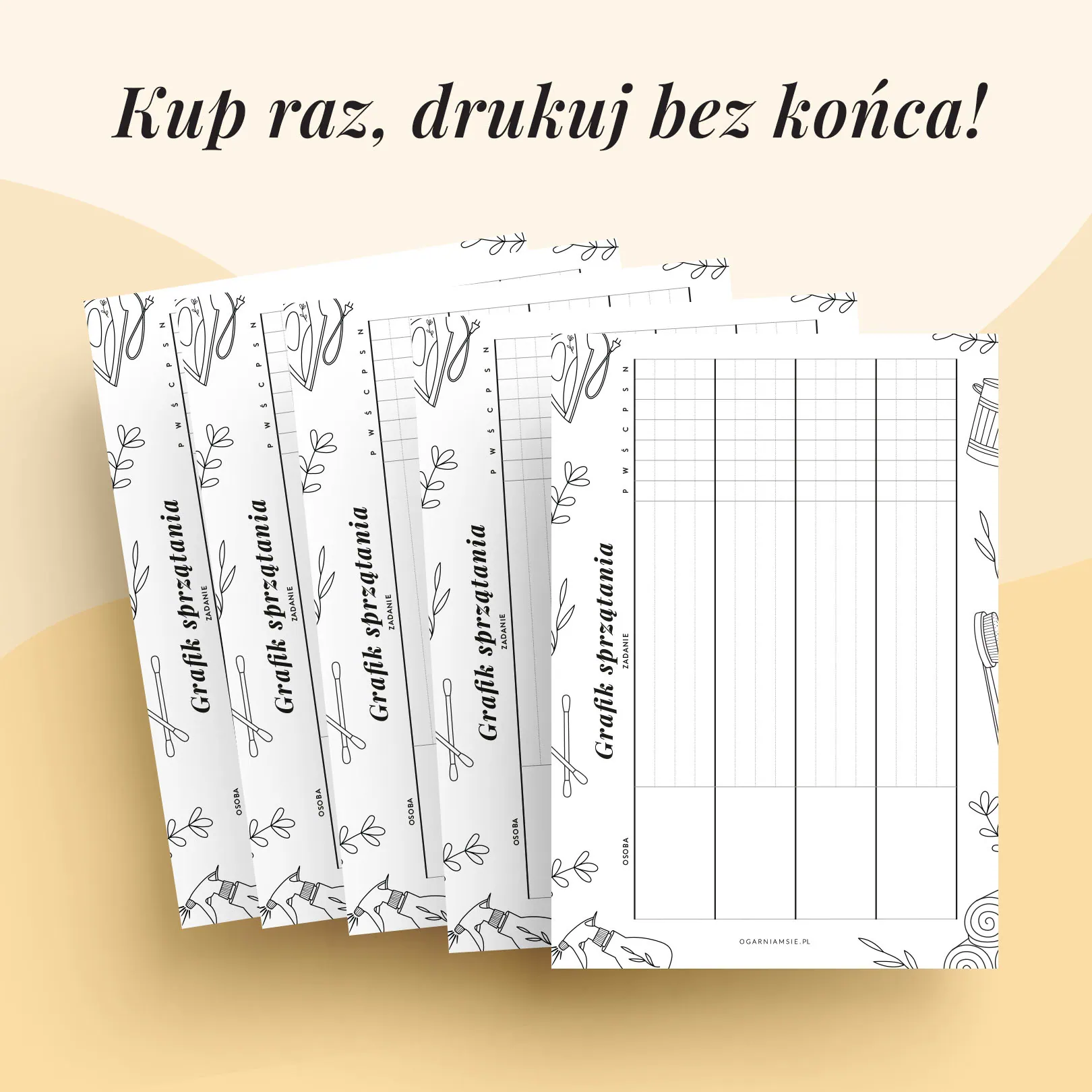 Harmonogram porządków dla współlokatorów - wkład do organizera do druku