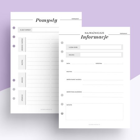 Planer poprawin - wkład do organizera