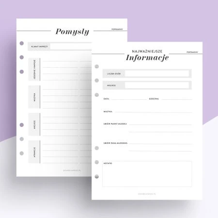 Planer poprawin - wkład do organizera