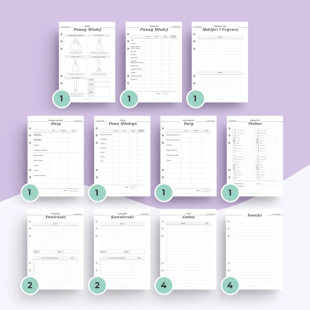 Planer ślubny - wkład do organizera | Szablony 3