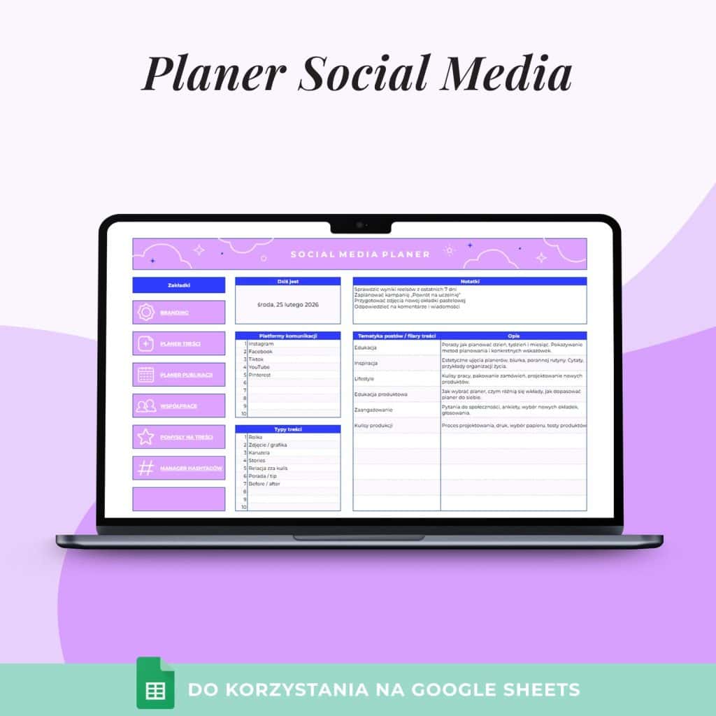 Planer Social Media - Arkusz Google