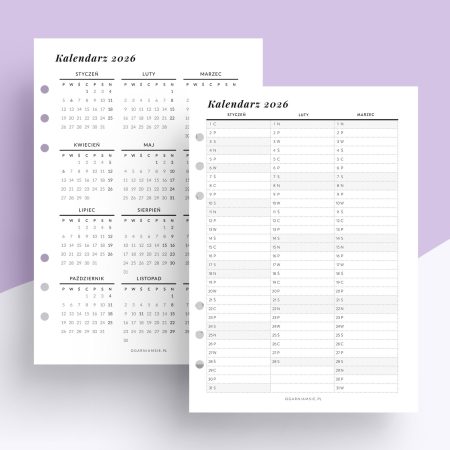 Ślubny planer roczny - kalendarz na 3 lata - wkład do organizera