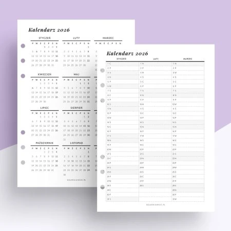 Ślubny planer roczny - kalendarz na 3 lata - wkład do organizera