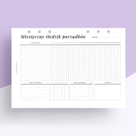 Tracker porządków - wkład do organizera