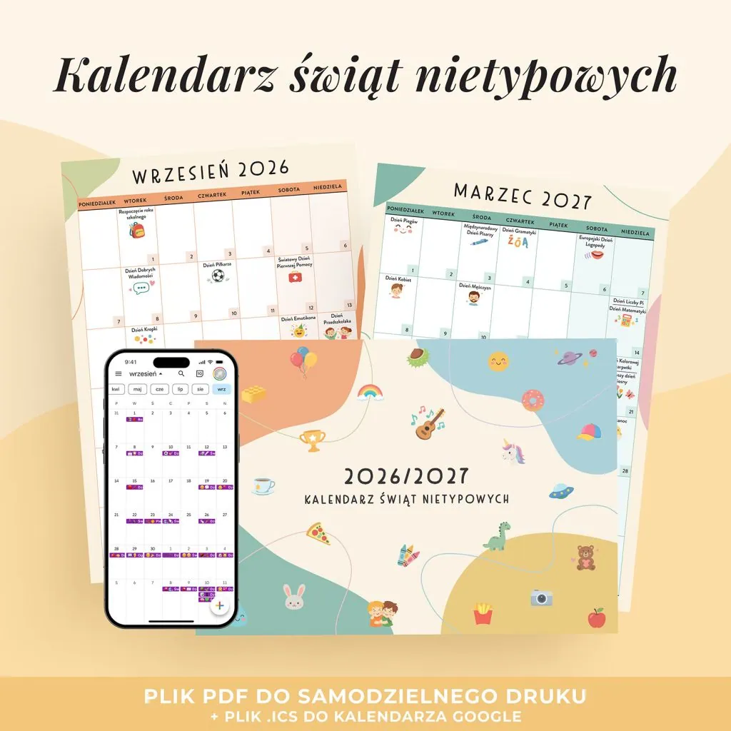 Kalendarz świąt nietypowych 2026/27 do druku