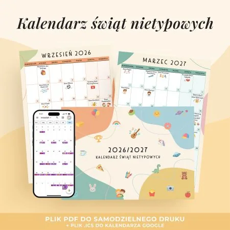 Kalendarz świąt nietypowych 2026/2027 do druku
