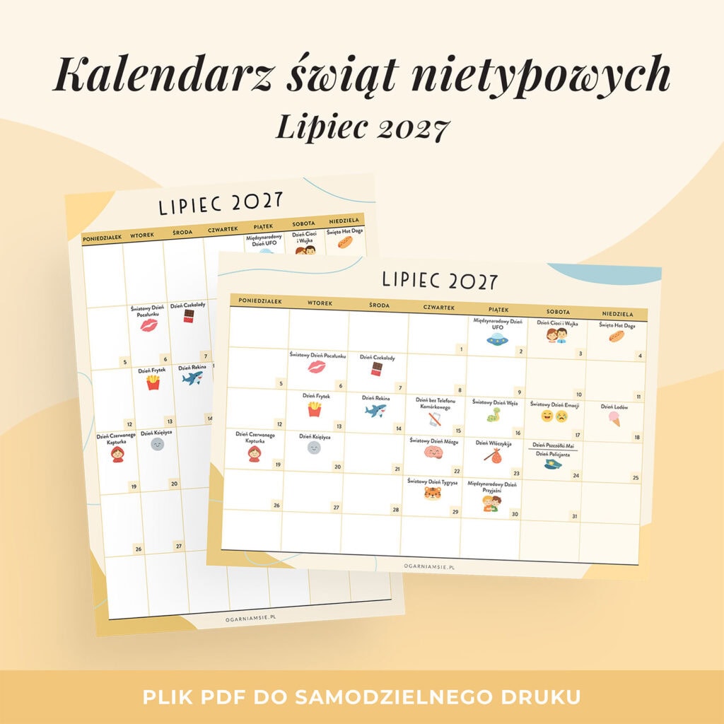 Kalendarz świat nietypowych - lipiec 2027