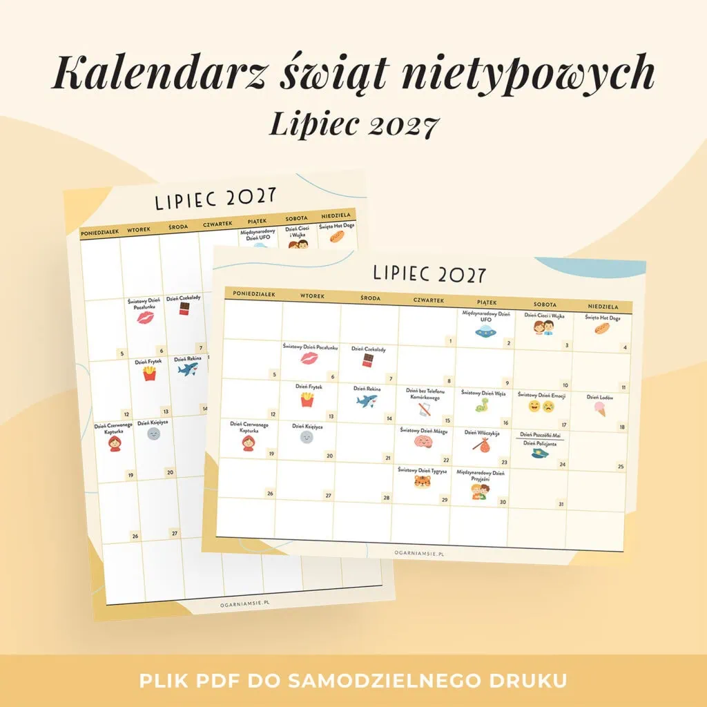 Kalendarz świat nietypowych - lipiec 2027