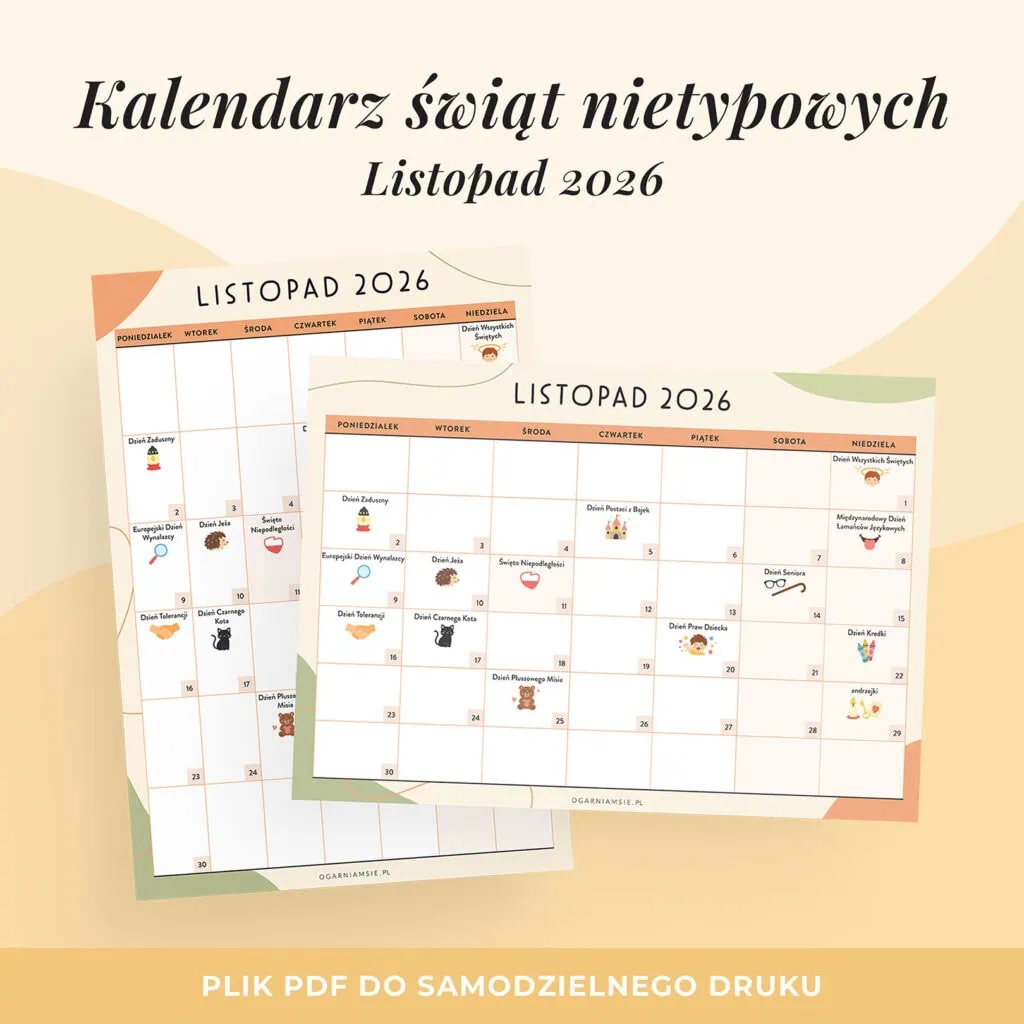 Kalendarz świat nietypowych - listopad 2026