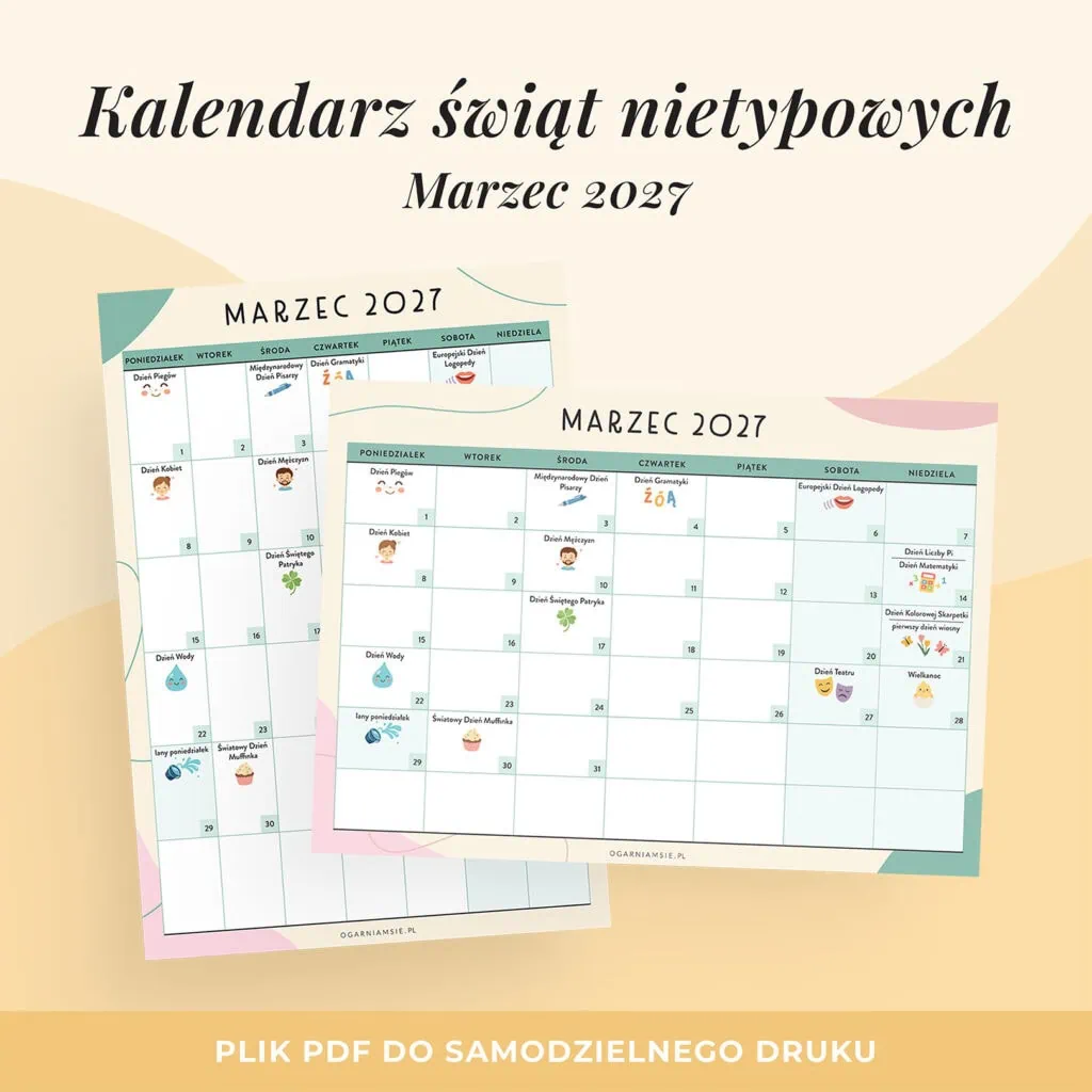 Kalendarz świat nietypowych - marzec 2027