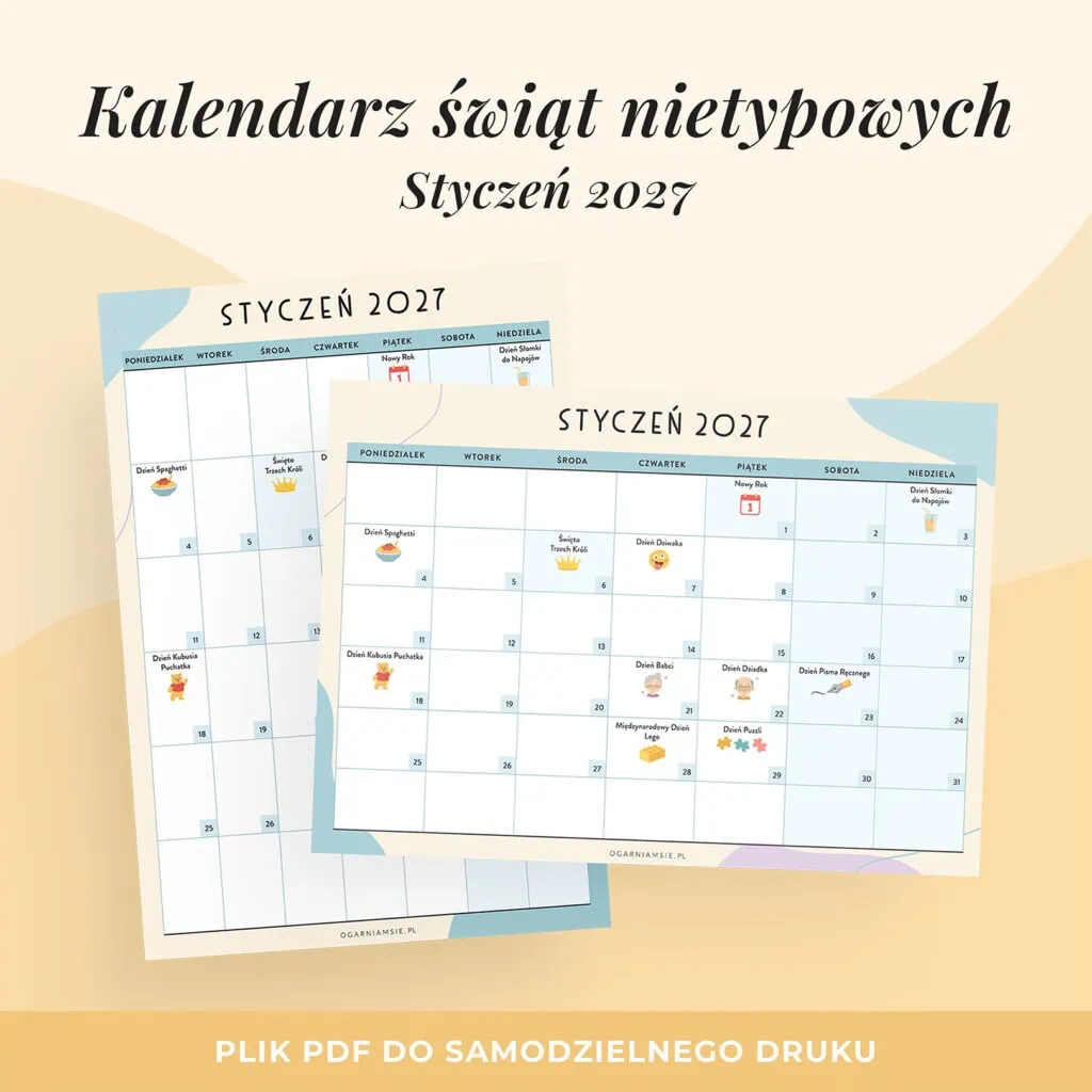 Kalendarz świat nietypowych - styczeń 2027