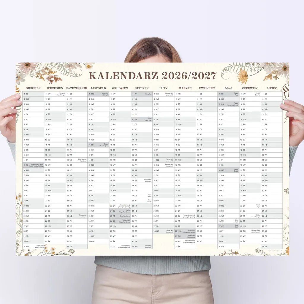 Szkolny kalendarz plakatowy 2026/2027 A1